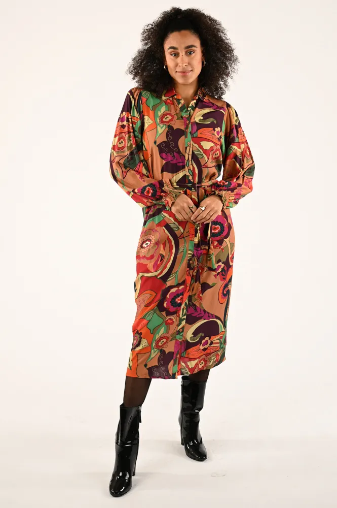 GEISHA JURK LANGE MOUW ORANJE  
