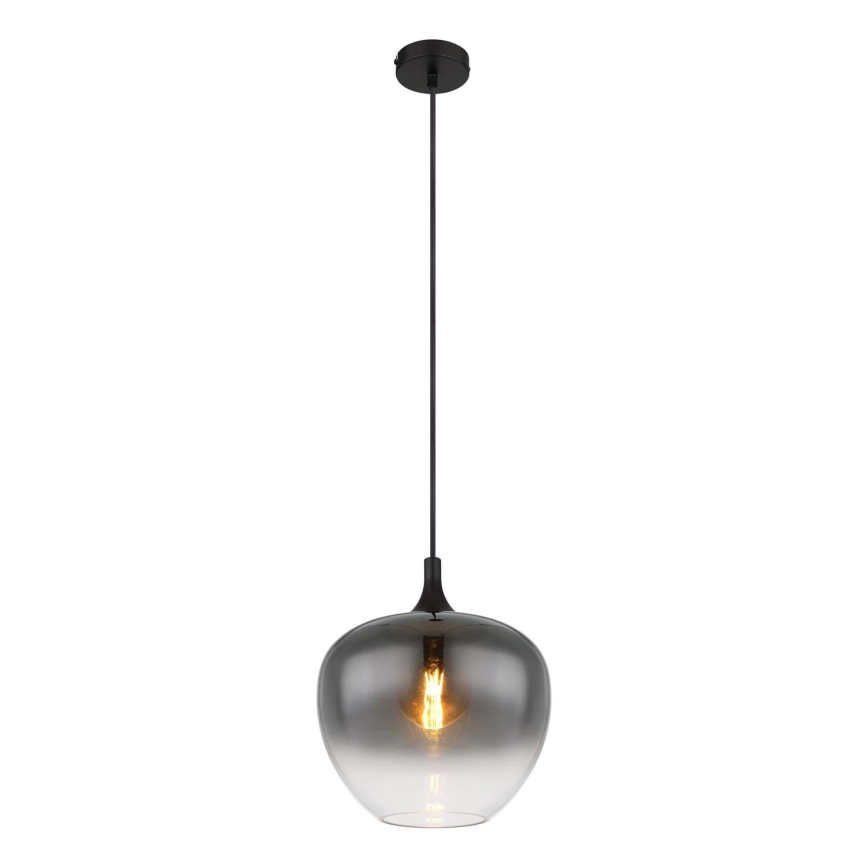 GLOBO  HANGLAMP AAN EEN KOORD 1XE27/60W/230V DIAMETER 29 CM ZWART